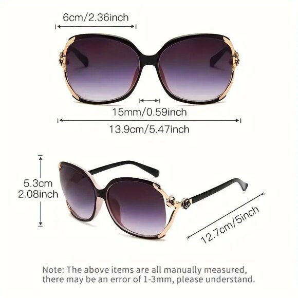 Sunglasses Oversized Black Retro Y2K Large Gradient Sun Shades Stylish Trendy - Picture 3 of 3